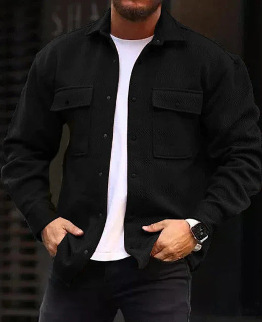 Men's Casual Jacket Solid Long Sleeve Pockets Jacket