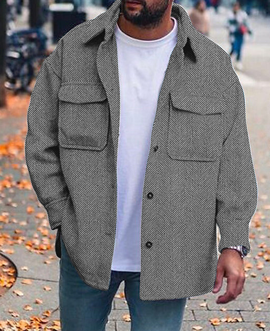 Men's Casual Jacket Solid Long Sleeve Pockets Jacket
