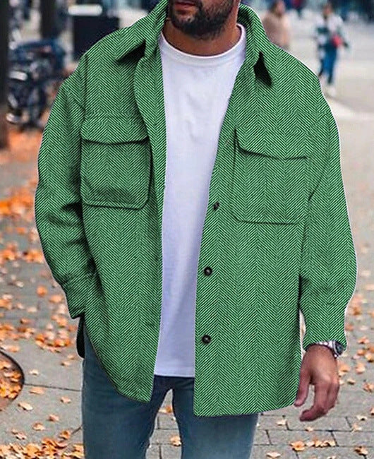 Men's Casual Jacket Solid Long Sleeve Pockets Jacket