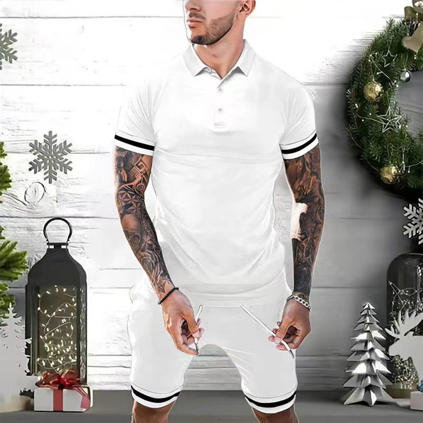 Men’s 2-Piece Summer Outfit | Polo Shirt & Shorts Casual Set