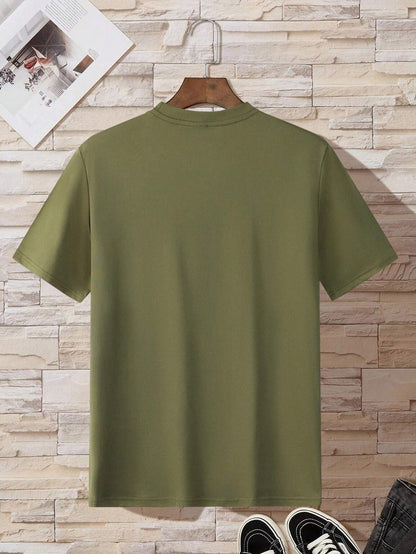 Men's Fashionable Casual Regular Fit Short Sleeve Graphic Print T-Shirt, Suitable As Gift For Husband Or Boyfriend,Summer