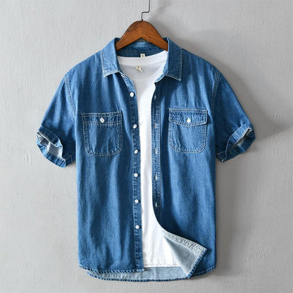 Cotton Denim Shirt Coat For Men