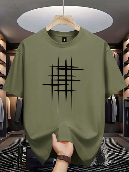 Men's Fashionable Casual Regular Fit Short Sleeve Graphic Print T-Shirt, Suitable As Gift For Husband Or Boyfriend,Summer