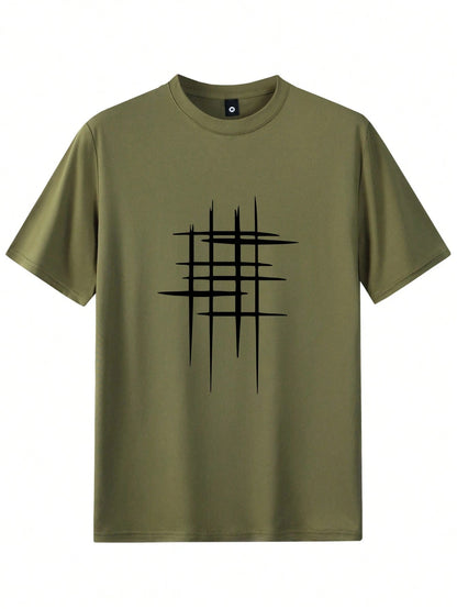 Men's Fashionable Casual Regular Fit Short Sleeve Graphic Print T-Shirt, Suitable As Gift For Husband Or Boyfriend,Summer