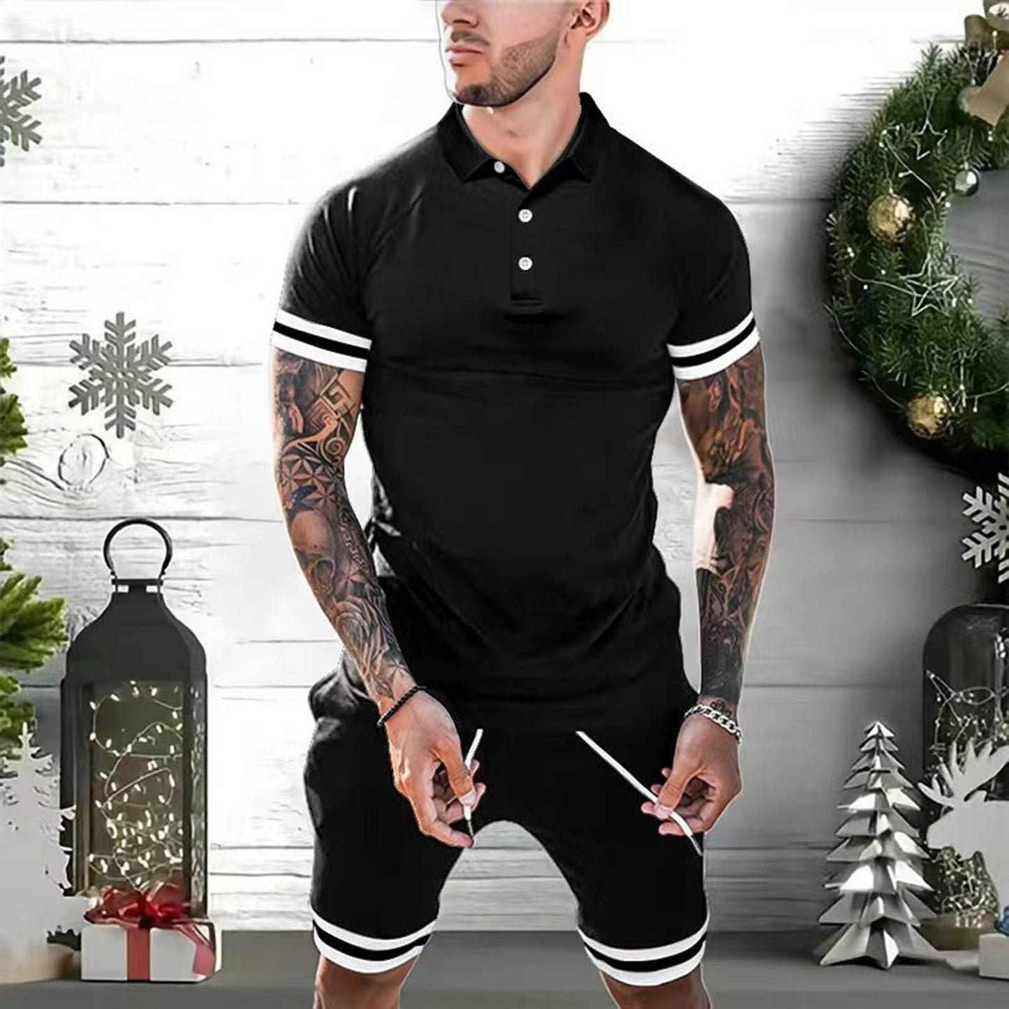 Men’s 2-Piece Summer Outfit | Polo Shirt & Shorts Casual Set