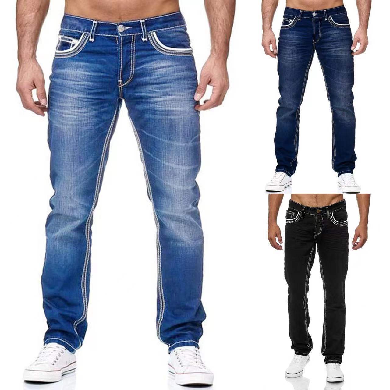 Men’s Straight Jeans with Pockets | Business Casual & Streetwear Style