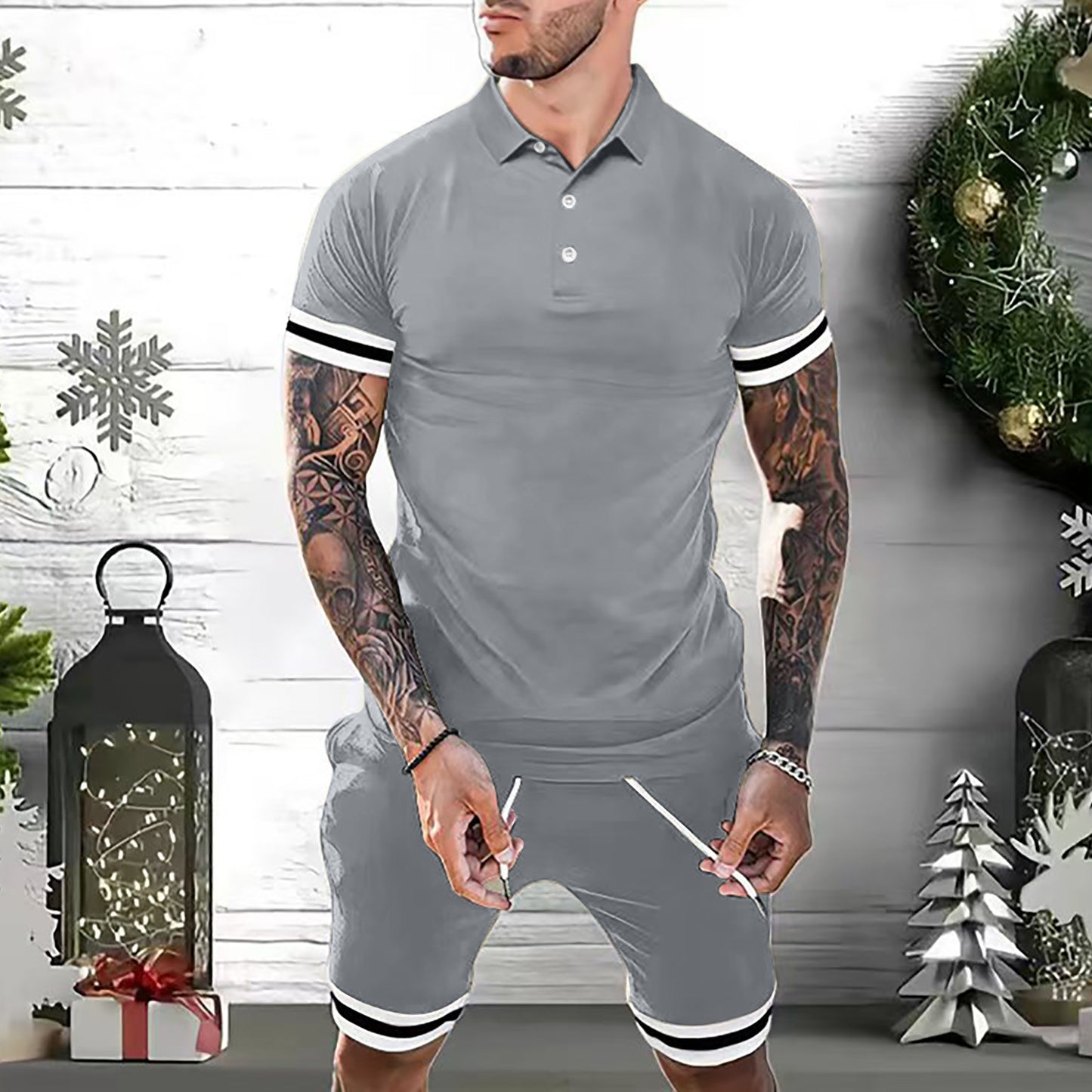 Men’s 2-Piece Summer Outfit | Polo Shirt & Shorts Casual Set