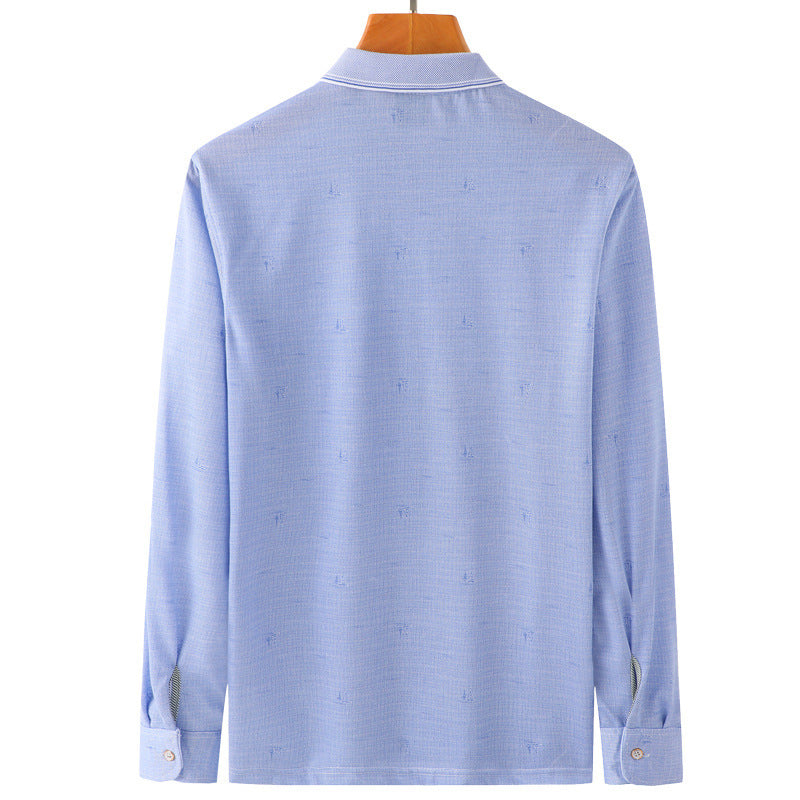 Dad’s Long-Sleeved T-Shirt | Thin Lapel Top for Spring & Autumn