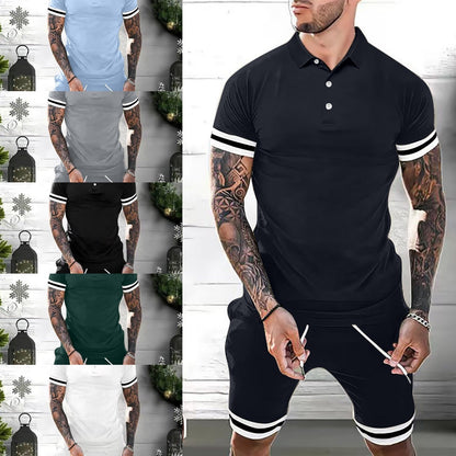 Men’s 2-Piece Summer Outfit | Polo Shirt & Shorts Casual Set