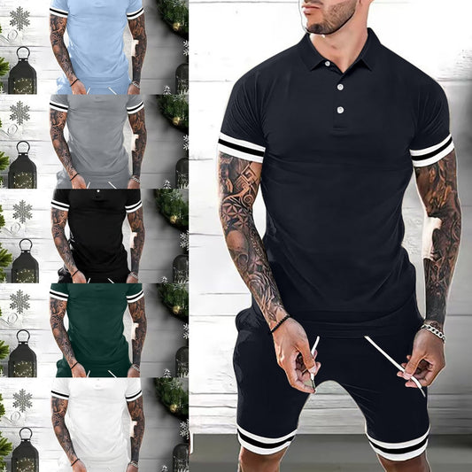 Men’s 2-Piece Summer Outfit | Polo Shirt & Shorts Casual Set