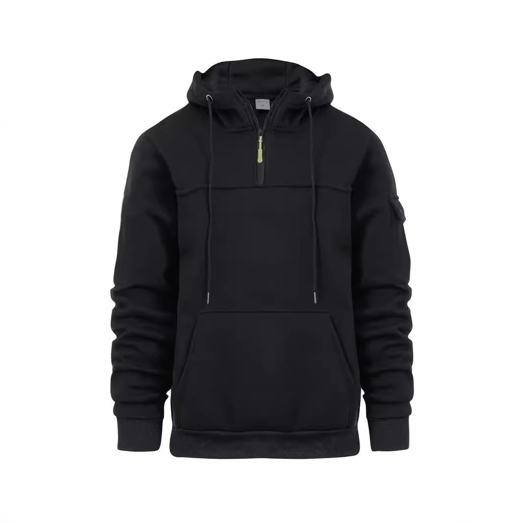 Half Zipper Hooded Sweatshirt For Men
