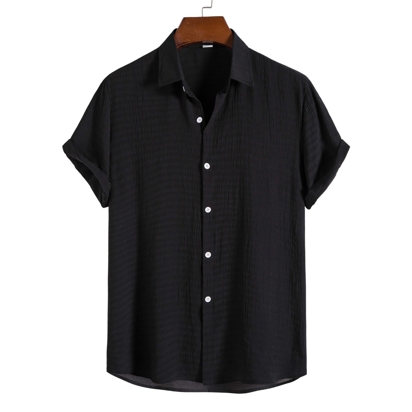 Men's Fashion Solid Color Dark Cell Short Sleeve Shirt