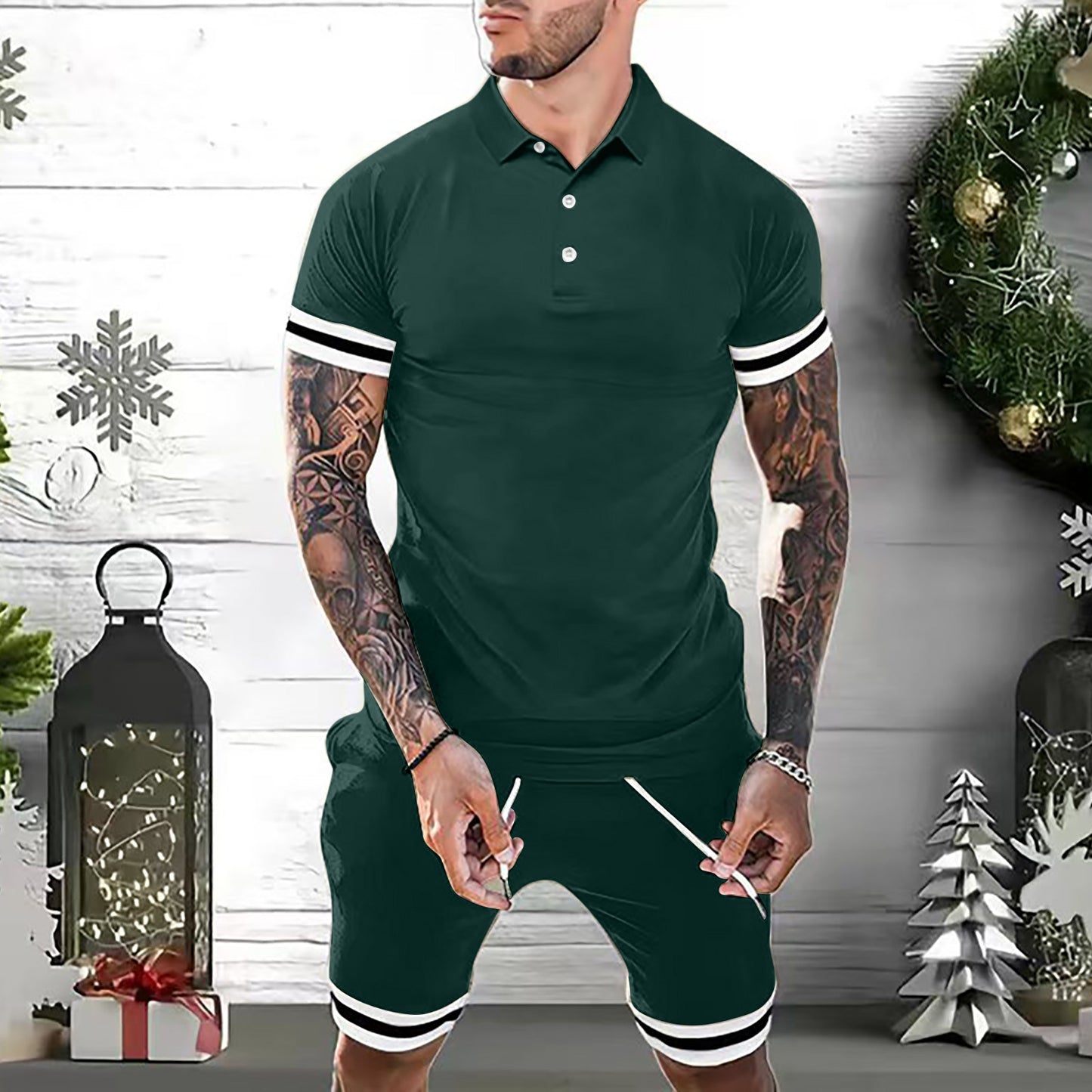 Men’s 2-Piece Summer Outfit | Polo Shirt & Shorts Casual Set