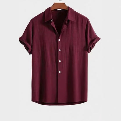 Men's Fashion Solid Color Dark Cell Short Sleeve Shirt