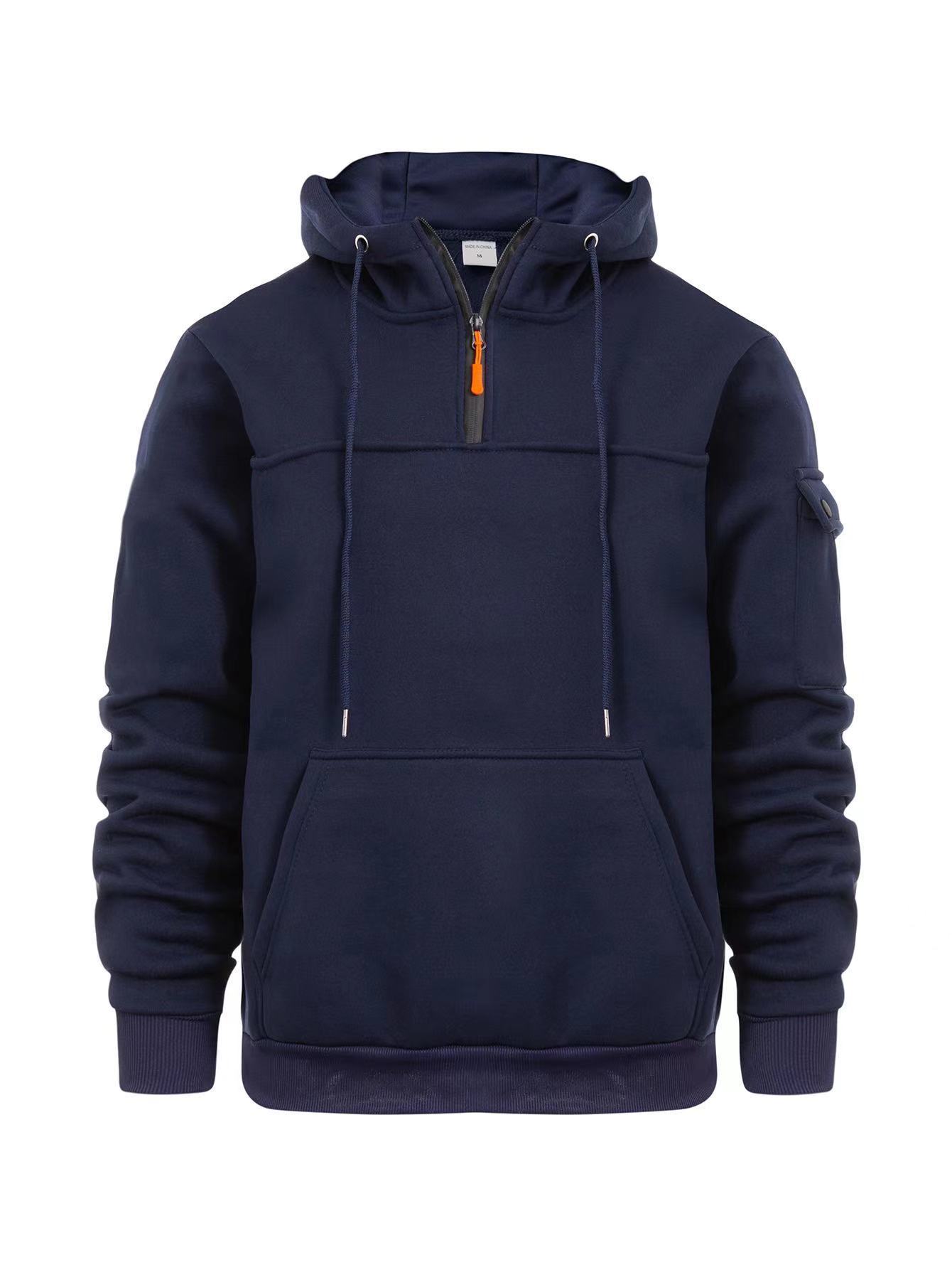 Half Zipper Hooded Sweatshirt For Men