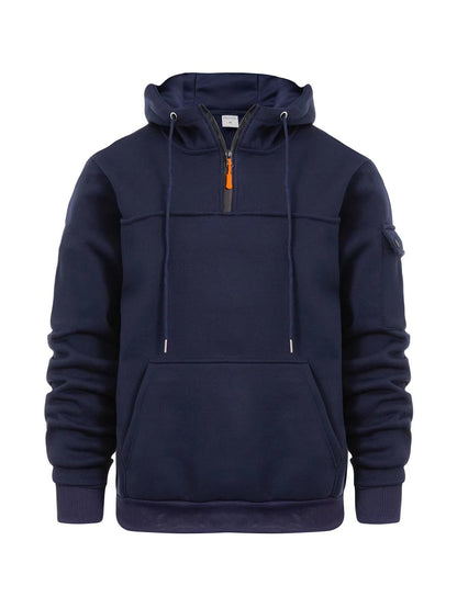 Half Zipper Hooded Sweatshirt For Men