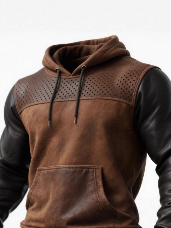 Men’s Retro Leather Hoodie