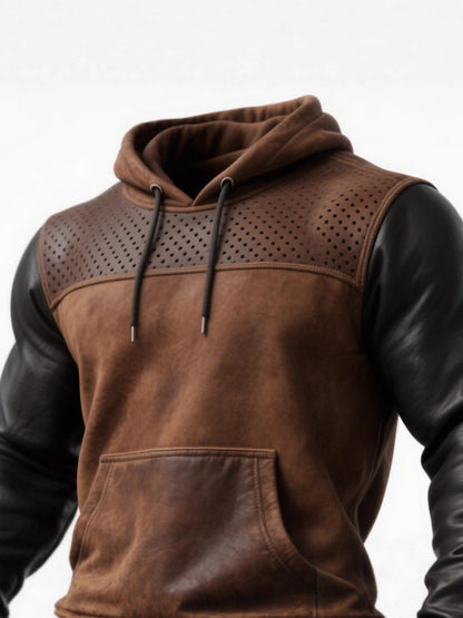 Men’s Retro Leather Hoodie
