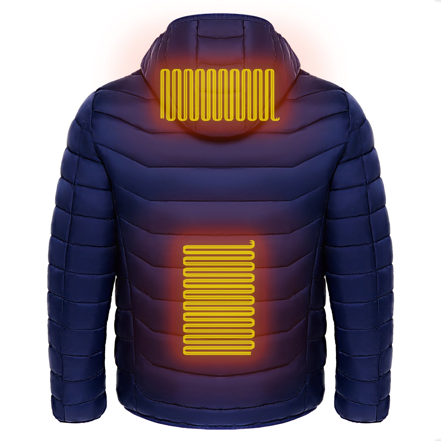 Heated Puffer Jacket Electric Heating Coat Insulated Hood Windbreaker 9Heat Zones