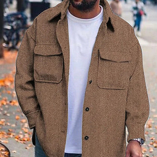 Men's Casual Jacket Solid Long Sleeve Pockets Jacket