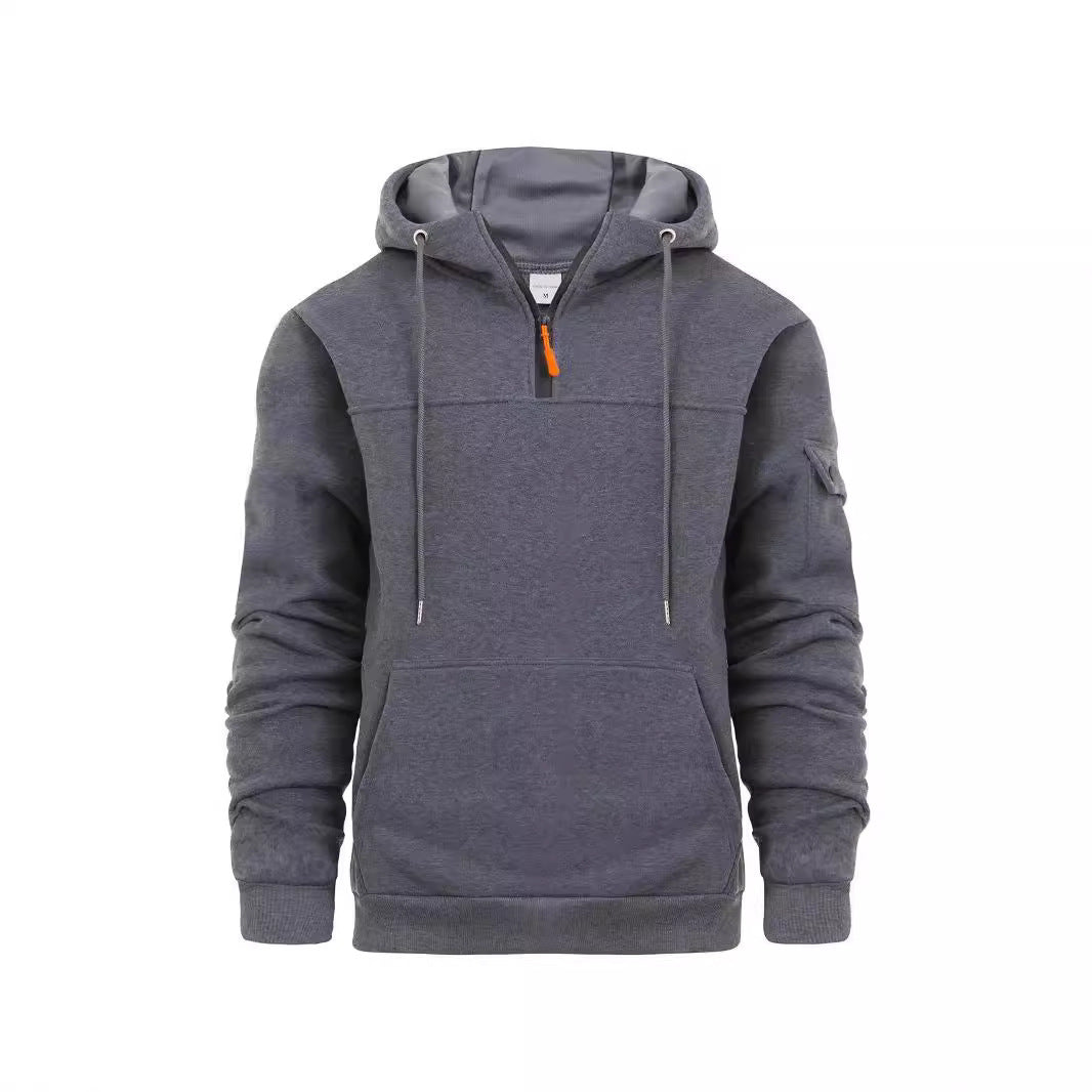 Half Zipper Hooded Sweatshirt For Men