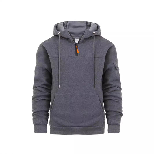 Half Zipper Hooded Sweatshirt For Men
