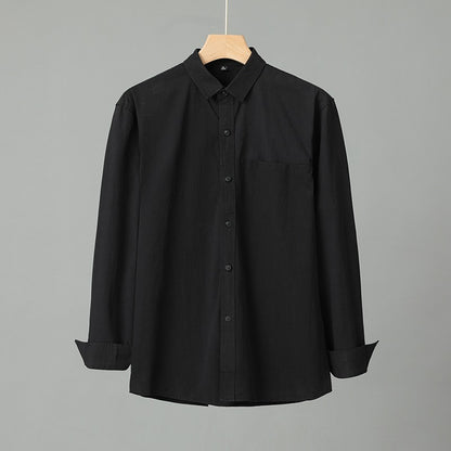 Casual Solid Color Men's Purified Cotton Long Sleeve Shirt
