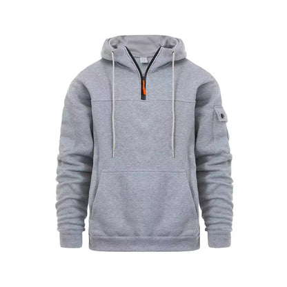 Half Zipper Hooded Sweatshirt For Men