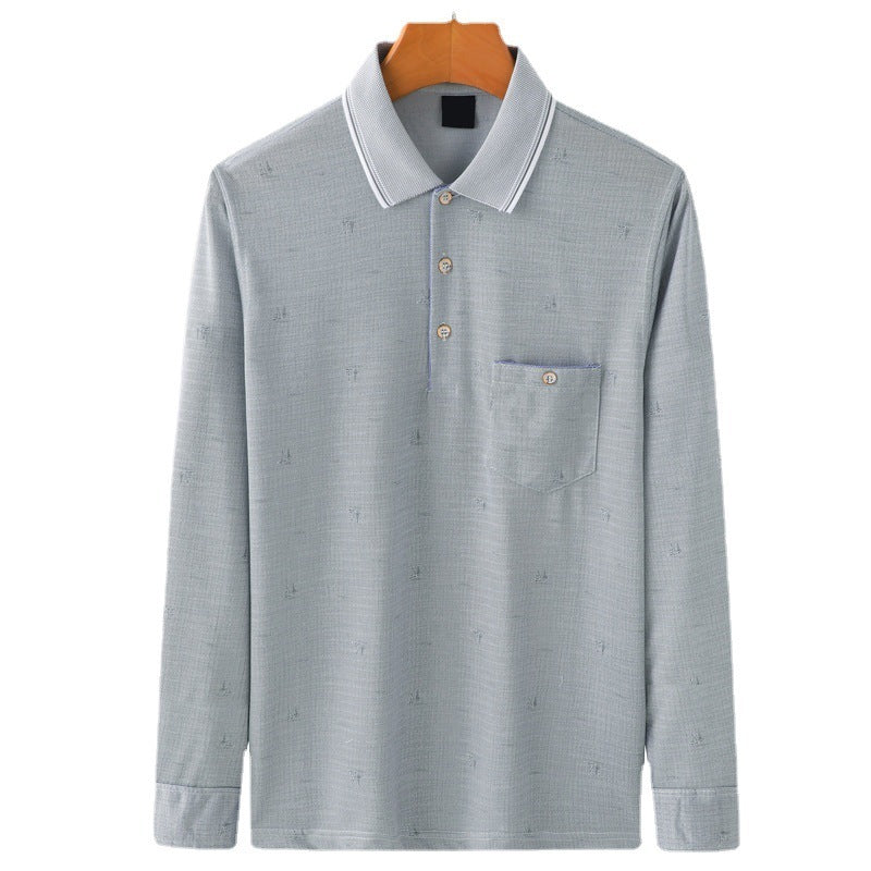 Dad’s Long-Sleeved T-Shirt | Thin Lapel Top for Spring & Autumn