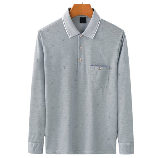 Dad’s Long-Sleeved T-Shirt | Thin Lapel Top for Spring & Autumn