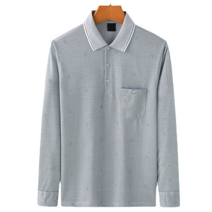 Dad’s Long-Sleeved T-Shirt | Thin Lapel Top for Spring & Autumn