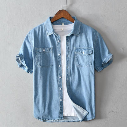 Cotton Denim Shirt Coat For Men