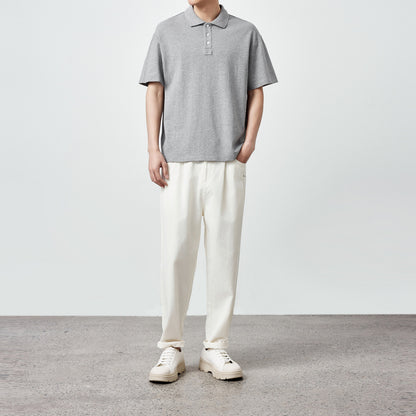 240g Pearl Cotton Short-sleeved Polo Shirt Simple Solid Color