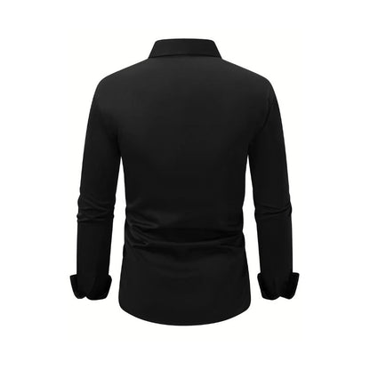 Men’s Business Casual Shirt – Lapel Long Sleeve Top