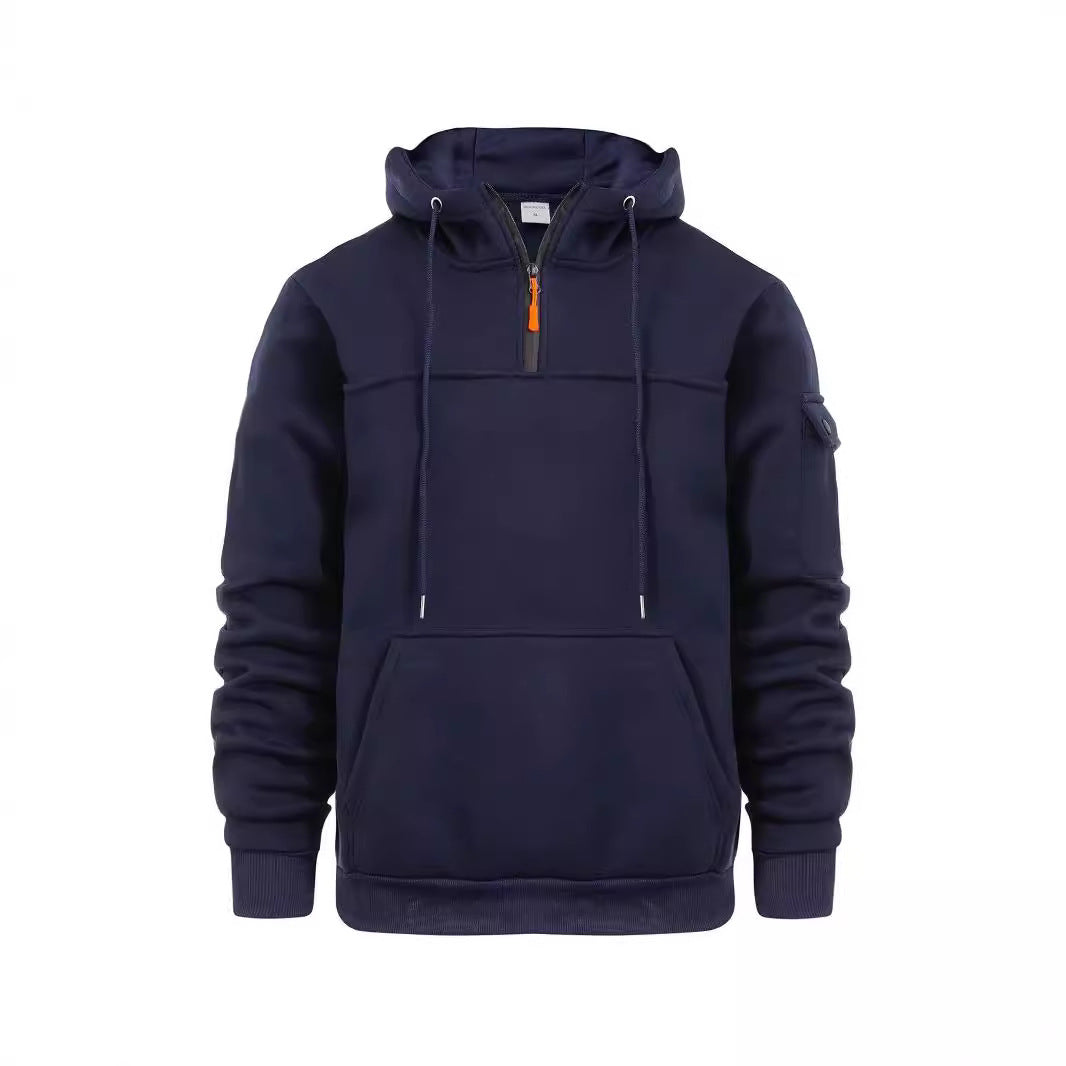 Half Zipper Hooded Sweatshirt For Men