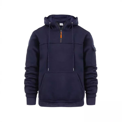 Half Zipper Hooded Sweatshirt For Men