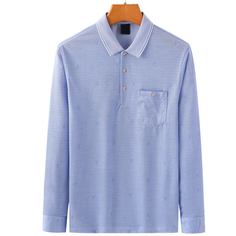 Dad’s Long-Sleeved T-Shirt | Thin Lapel Top for Spring & Autumn