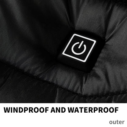 Heated Puffer Jacket Electric Heating Coat Insulated Hood Windbreaker 9Heat Zones