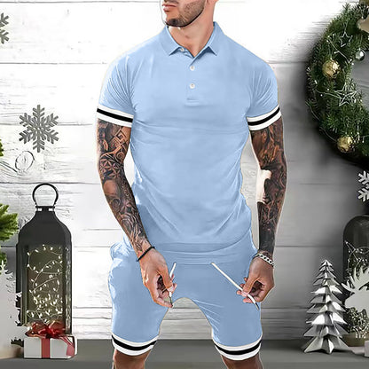 Men’s 2-Piece Summer Outfit | Polo Shirt & Shorts Casual Set