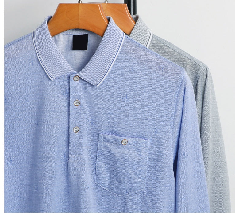 Dad’s Long-Sleeved T-Shirt | Thin Lapel Top for Spring & Autumn
