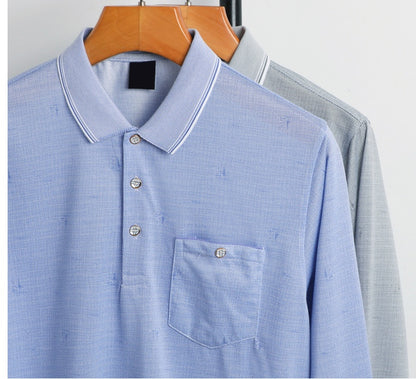 Dad’s Long-Sleeved T-Shirt | Thin Lapel Top for Spring & Autumn