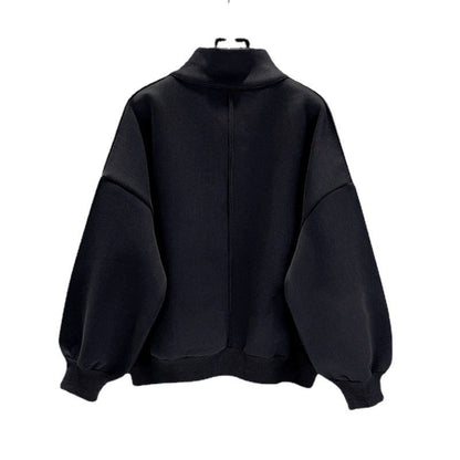 Half Zipper Black Hoodie For Men